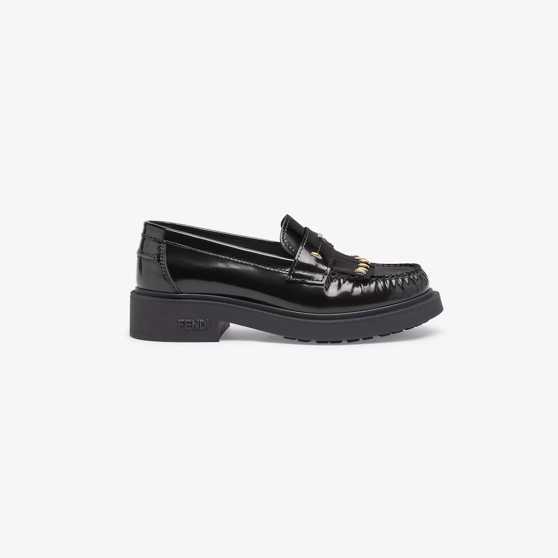 FENDI Loafer de couro preto