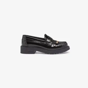 FENDI Black leather loafers