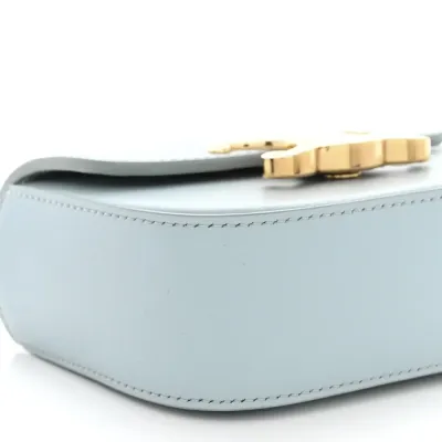 Celine Mini Triomphe Bag Soft Blue Shiny Calfskin Leather Gold Hardware
