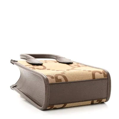 Gucci Mini Vertical Tote Camel Ebony Textured Dollar Calfskin Leather Gold Hardware