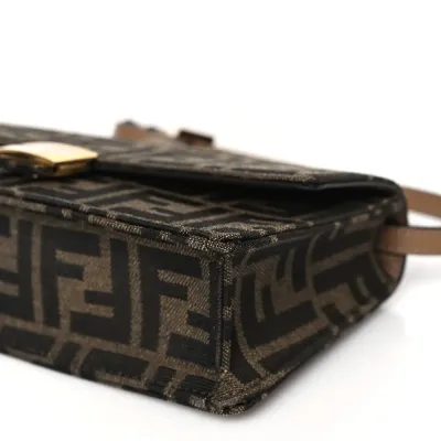 Fendi FF 1974 Wallet On Chain Tobacco/Moro Jacquard Fabric Gold Hardware
