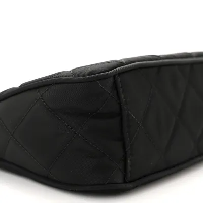 Prada Small Crossbody Bag Black Quilted Nylon Tessuto Impuntu Silver Hardware