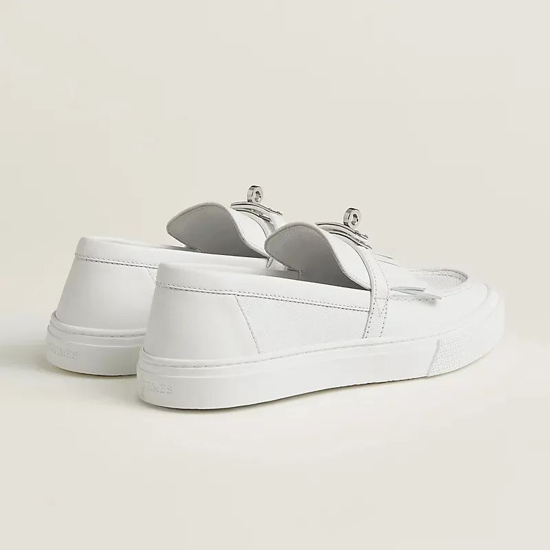 HERMES Game White Loafers