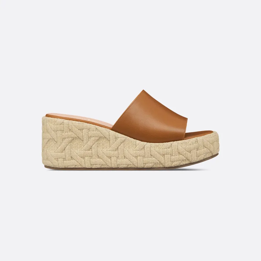 Dior brown wedge heel slippers
