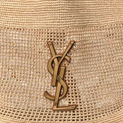 Saint Laurent Large iCare Maxi Shopping Tote Natural Raffia Brass Hardware