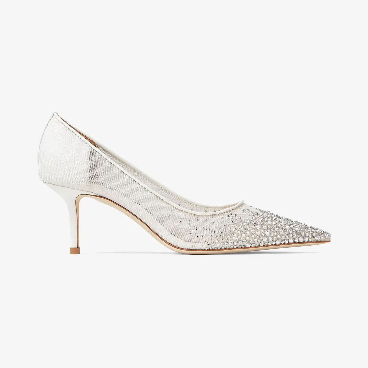 JIMMY CHOO Salto fino de malha com cristais em degradê branco