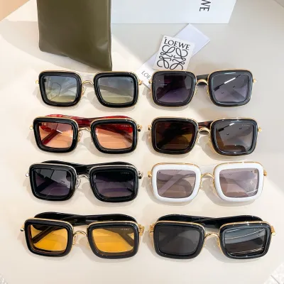 Loewe square frame glasses black white/white/black orange/black red/black/purple silver/purple gold/leopard color Size 49口27-140