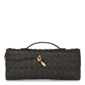 Bottega Veneta Long Intrecciato Andiamo Top Handle Clutch Fondant Nappa Leather Gold Hardware