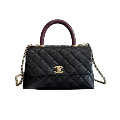 Chanel Coco Handle Black 19cm / 24cm / 29cm Quilted Caviar Leather Crossbody Bags Top-Handle Bags