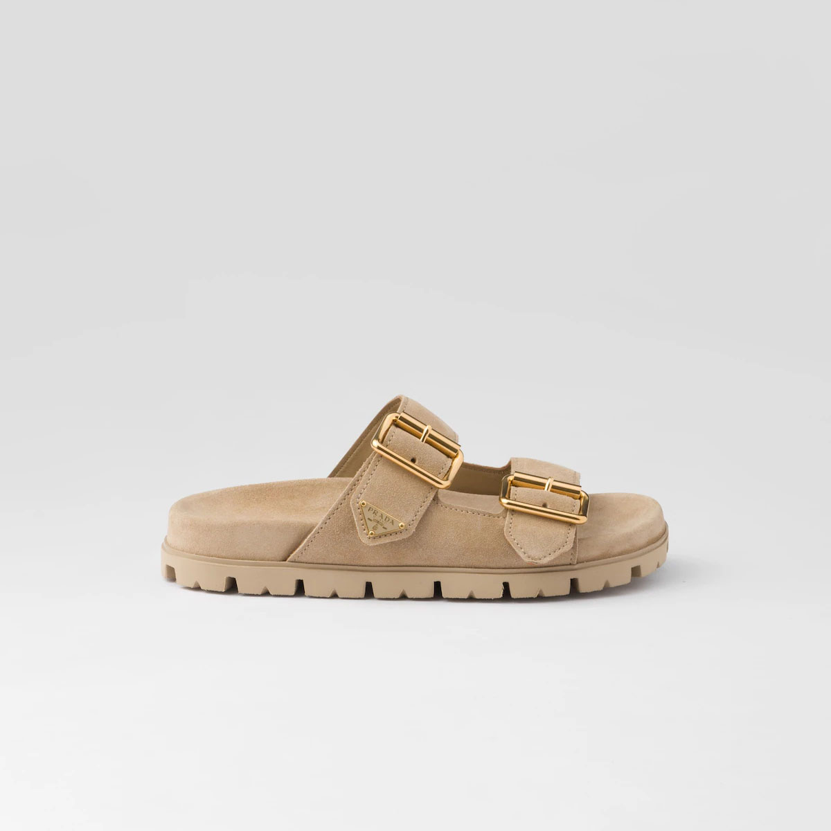 PRADA Pantufas de camurça bege