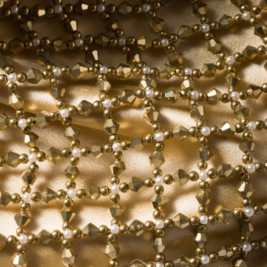 Miu Miu IVY Jewelry-Embroidered Duchess Satin Handbag Gold Shoulder Bags