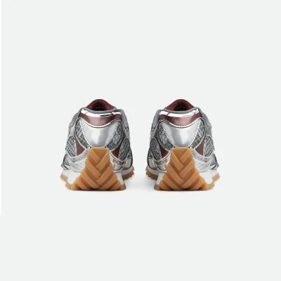 Bottega Veneta Orbit Sneakers In Silver/Burgundy Technical Fabric And Mesh Lace-Up Sneaker