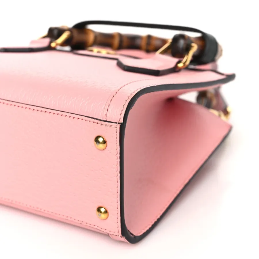 Gucci Mini Diana Tote Bag Wild Rose / Black Textured Calfskin Leather Gold Hardware