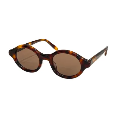 Loewe round frame glasses leopard brown/leopard green/tawny brown/tawny black/black orange color Size 48口21-145