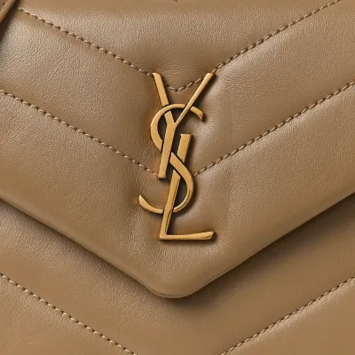 Saint Laurent Mini Loulou Crossbody Bag Dark Latte Y-Quilted Monogram Calfskin Leather Aged Gold Hardware