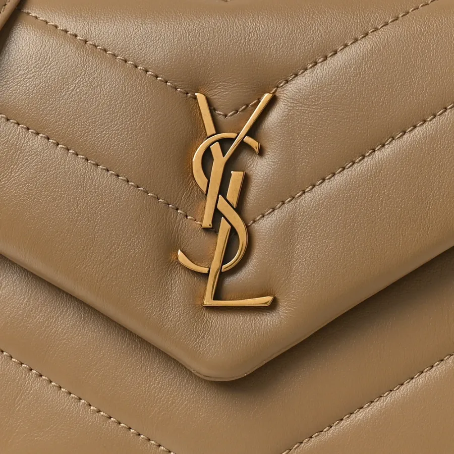 Saint Laurent Mini Loulou Crossbody Bag Dark Latte Y-Quilted Monogram Calfskin Leather Aged Gold Hardware