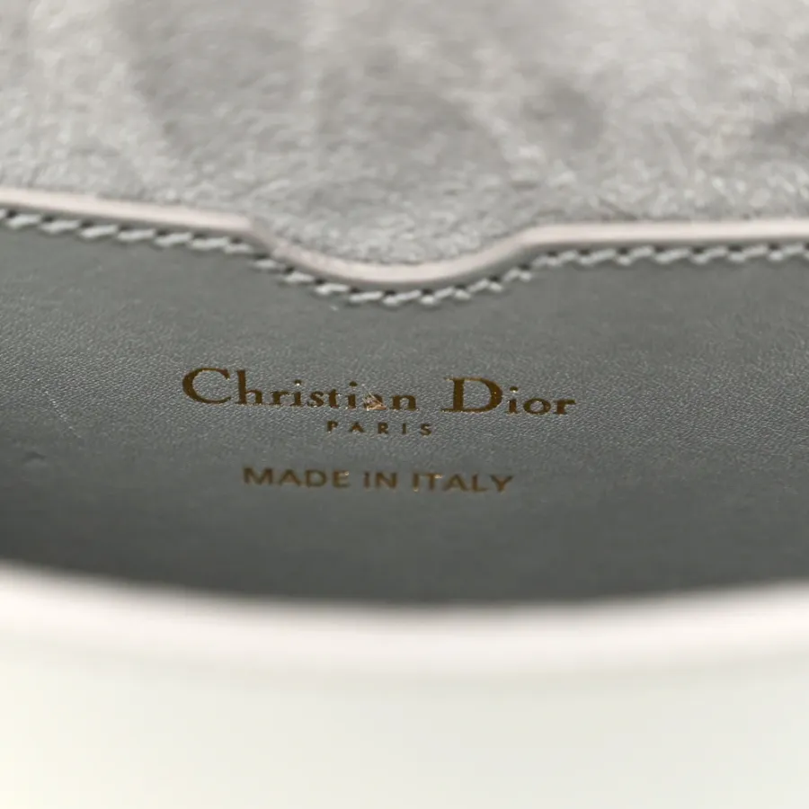 Dior Medium Bobby Flap Bag Grey Box Calfskin Leather Brass Hardware