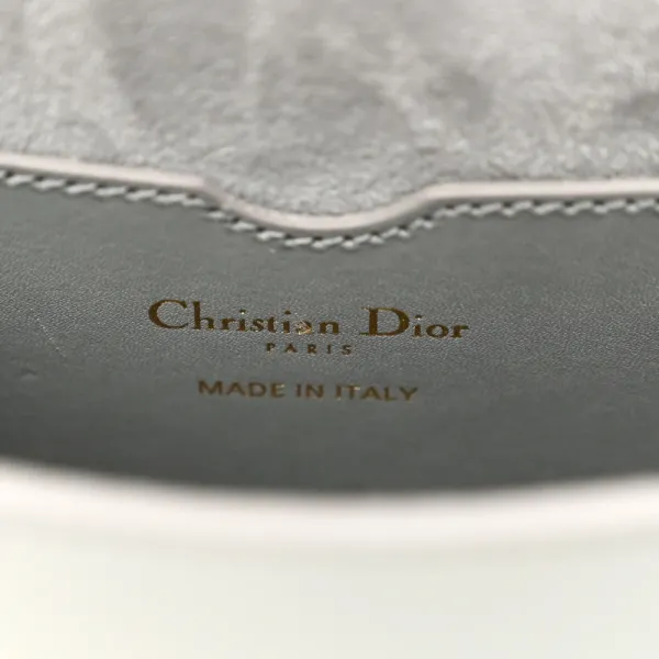 Dior Medium Bobby Flap Bag Grey Box Calfskin Leather Brass Hardware - Image 2