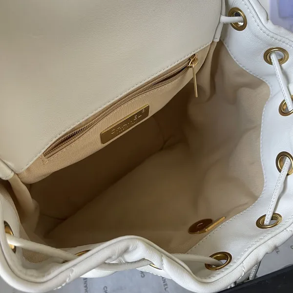 Chanel 19bags Backpacks White / Grey / Black Gold / Black Silver / Burnt Sugar Colouring Quilted Lambskin Leather Backpacks - Image 8