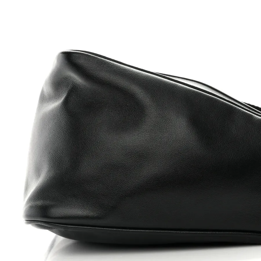 Prada Medium Triangle Shoulder Bag Black Calfskin Leather Silver Hardware