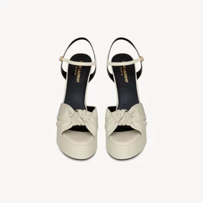 Yves Saint Laurent black white Sleek leather sandals with high heels