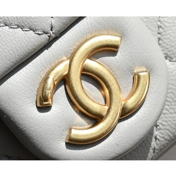 Chanel Quilted Lambskin Leather Grey /Black Shoulder Bags - Image 7