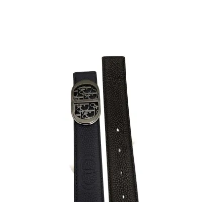 Dior Men' s Oval Buckle Belt In Black Calfskin With Silver/Gold/Gun Black Hardware 35mm
