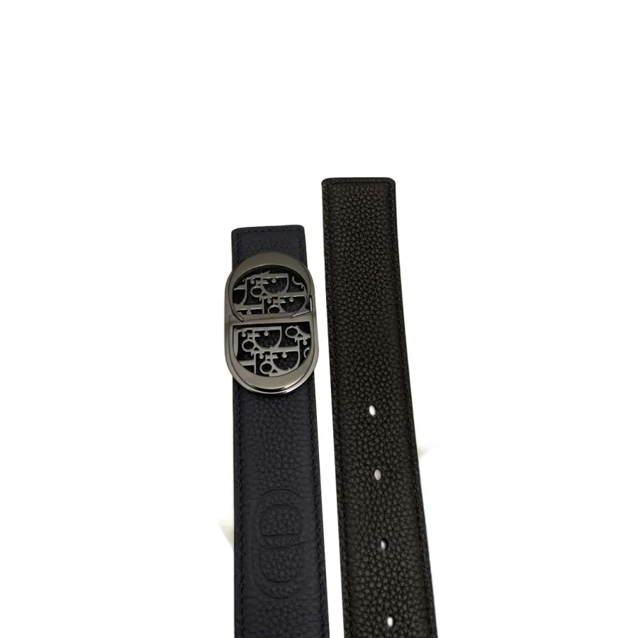 Dior Men' s Oval Buckle Belt In Black Calfskin With Silver/Gold/Gun Black Hardware 35mm