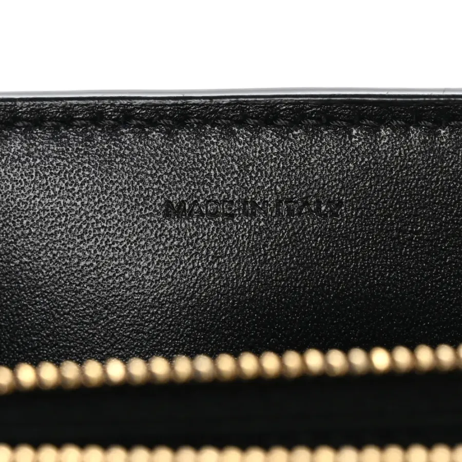 Celine Small Triomphe Chain Shoulder Bag Black Shiny Calfskin Leather Gold Hardware