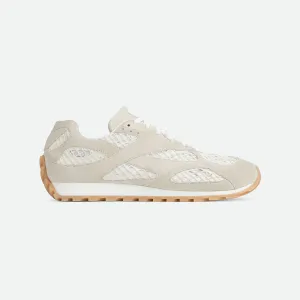 Bottega Veneta Orbit Flash Sneakers In Sea Salt Weathered Suede Leather And Mesh Lace-Up Sneaker
