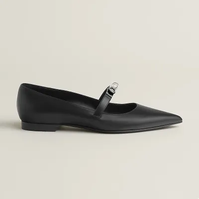 HERMES Kelly Black Ballet Shoes