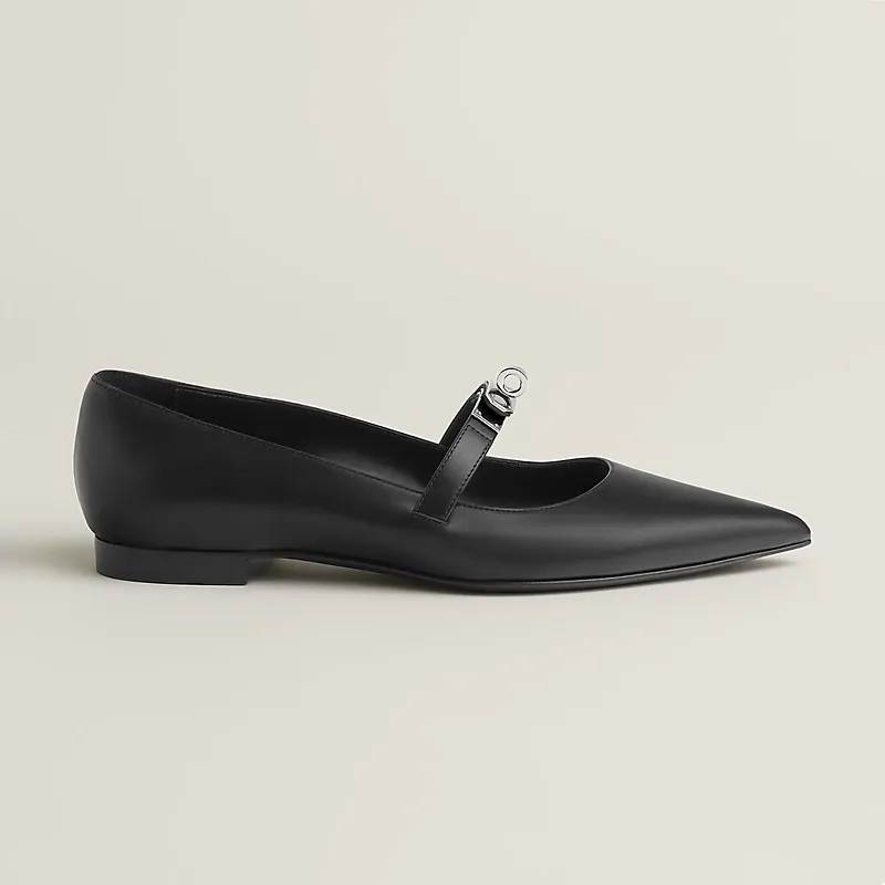 HERMES Kelly Black Ballet Shoes