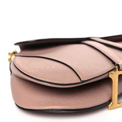 Dior Medium Saddle Bag Fard Grained Calfskin Leather Gold Hardware