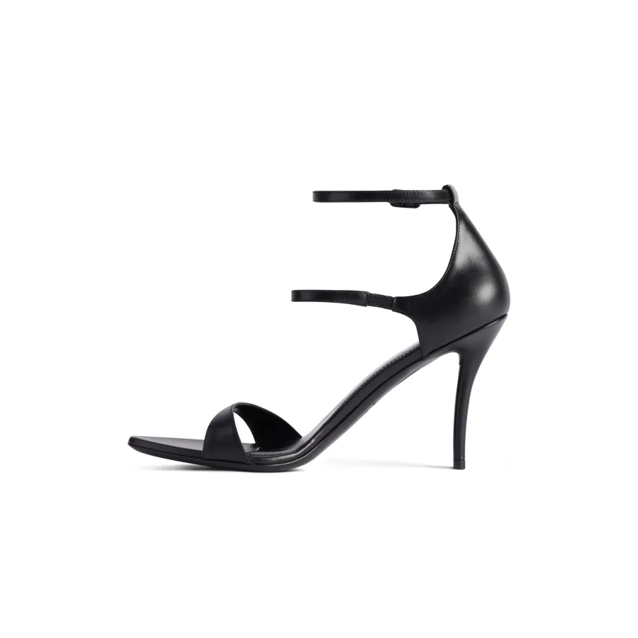 BALENCIAGA HONEY Black pointy 90mm sandals with thin heels