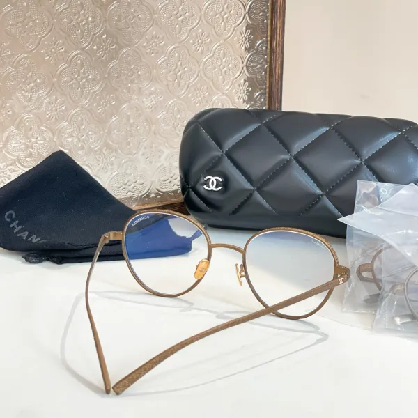 CHANEL round frame glasses Titanium color SIZE50口19-140 - Image 3