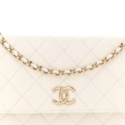 Chanel Wallet On Chain – Small White Quilted Caviar