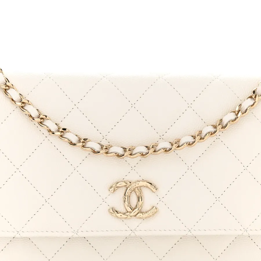 Chanel Wallet On Chain – Small White Quilted Caviar