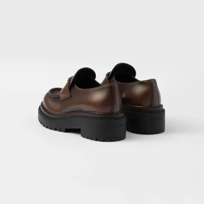 PRADA Dark brown leather loafers