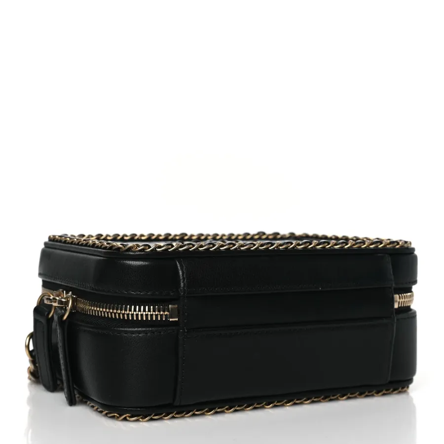 Chanel CC Filigree Vanity Case Small Black Quilted Goatskin Leather Gold Hardware