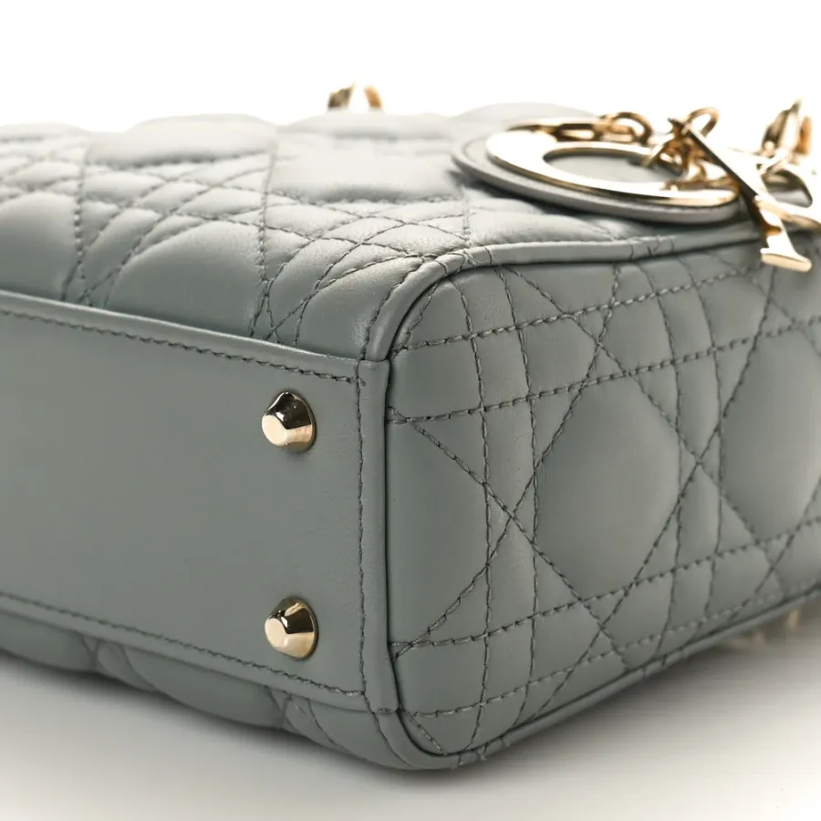Dior Mini Lady Dior Grey Cannage Lambskin Leather Gold Hardware