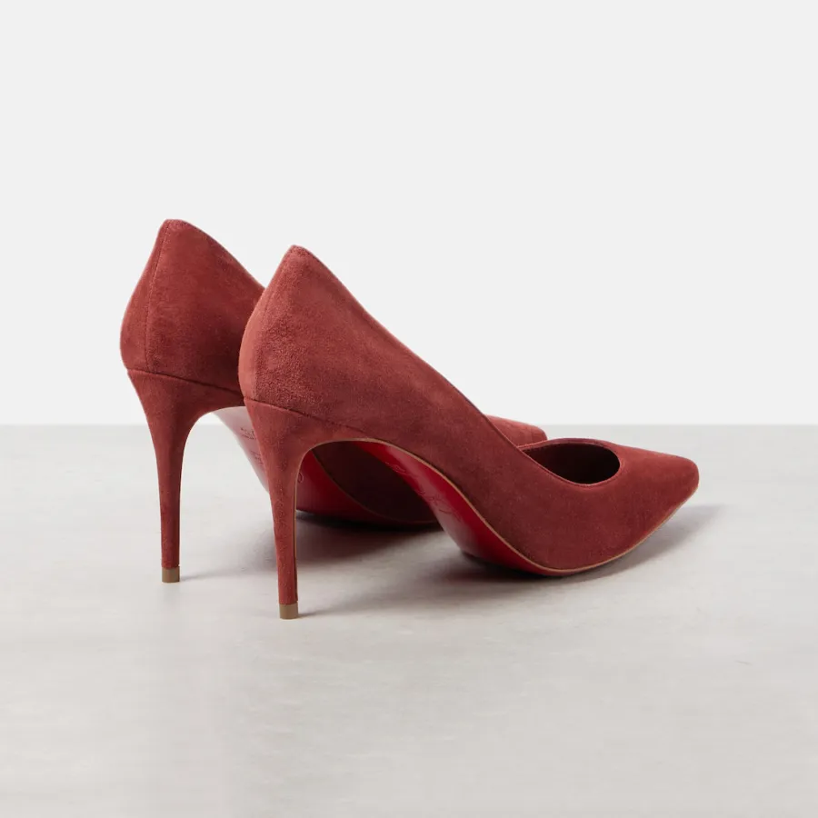 Christian Louboutin Red suede heels, pointy stiletto heels