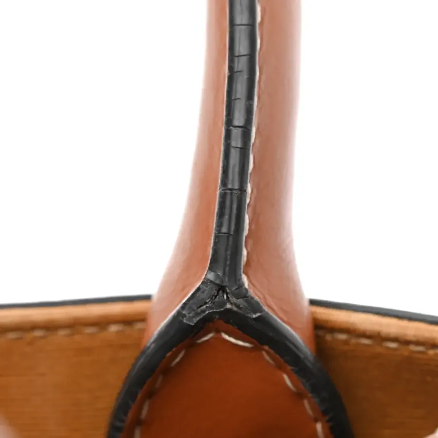 Celine Mini Vertical Cabas Tan Triomphe Canvas & Calfskin Leather Gold Hardware