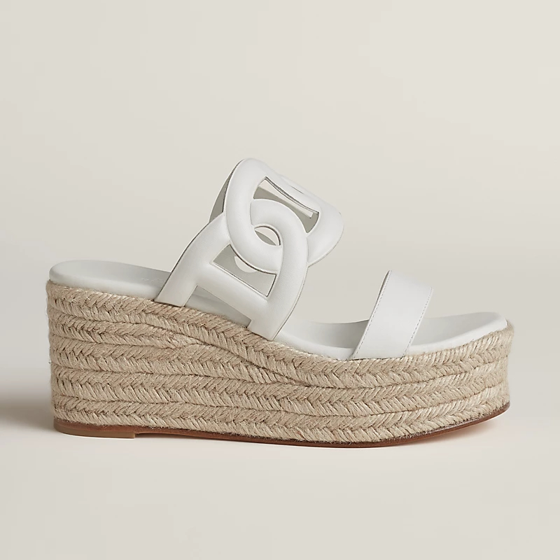 HERMES Ithea Wedges e saltos Chinelos Chinelos de salto alto branco Sandálias de Salto Alto
