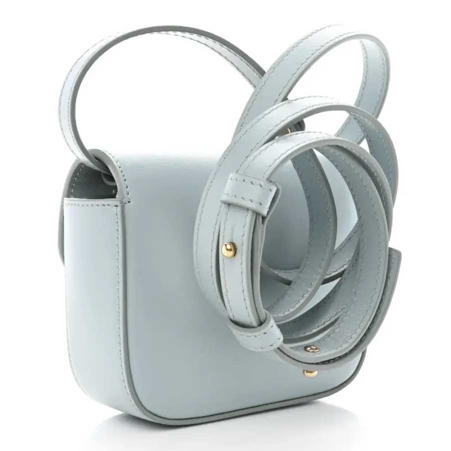 Celine Mini Triomphe Bag Soft Blue Shiny Calfskin Leather Gold Hardware