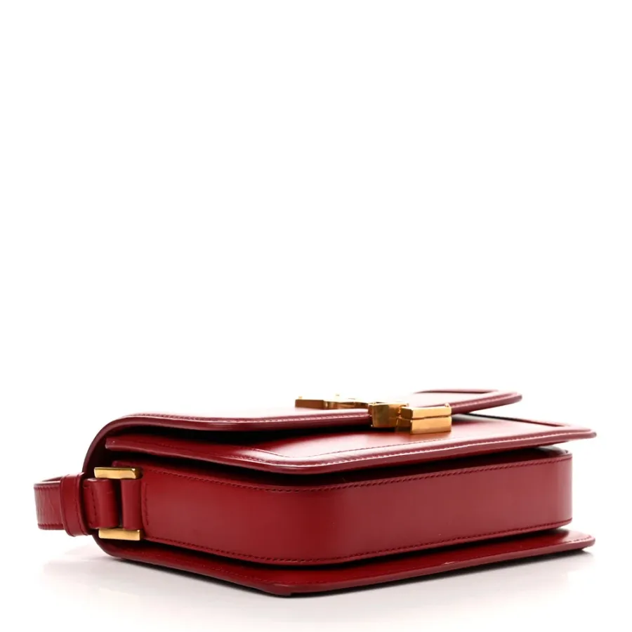 Saint Laurent Medium Solferino Satchel Rouge Opyum Monogram Box Calfskin Leather Brass Hardware