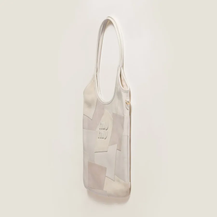 Miu Miu IVY Calfskin Leather Suede splicing Hobo white Tote Bags