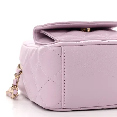 Chanel Classic Backpack Mini Light Purple Quilted Caviar Leather Gold Hardware