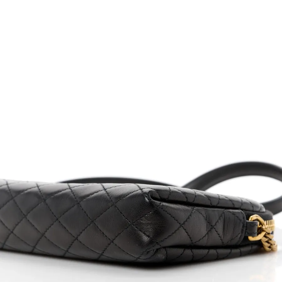 Saint Laurent Mini Gaby Zipped Pouch Black Quilted Lambskin Leather Aged Gold Hardware
