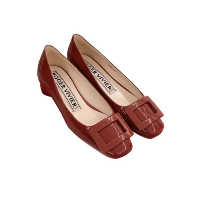 Roger Vivier U Look Ballerinas In Red Patent Leather With Lacquered Buckle (Heel Height 2.5cm)