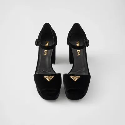 PRADA Black velvet platform sandals